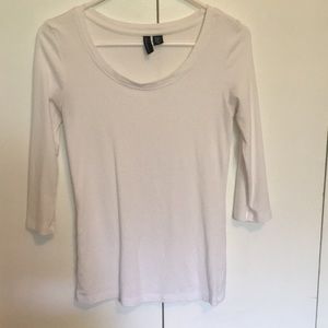 Cynthia Rowley Basic Top Tee 3/4 Sleeve White